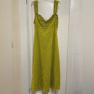 Free People Sweet Hearts Yellow Floral Midi Dress citronelle combo color size xl